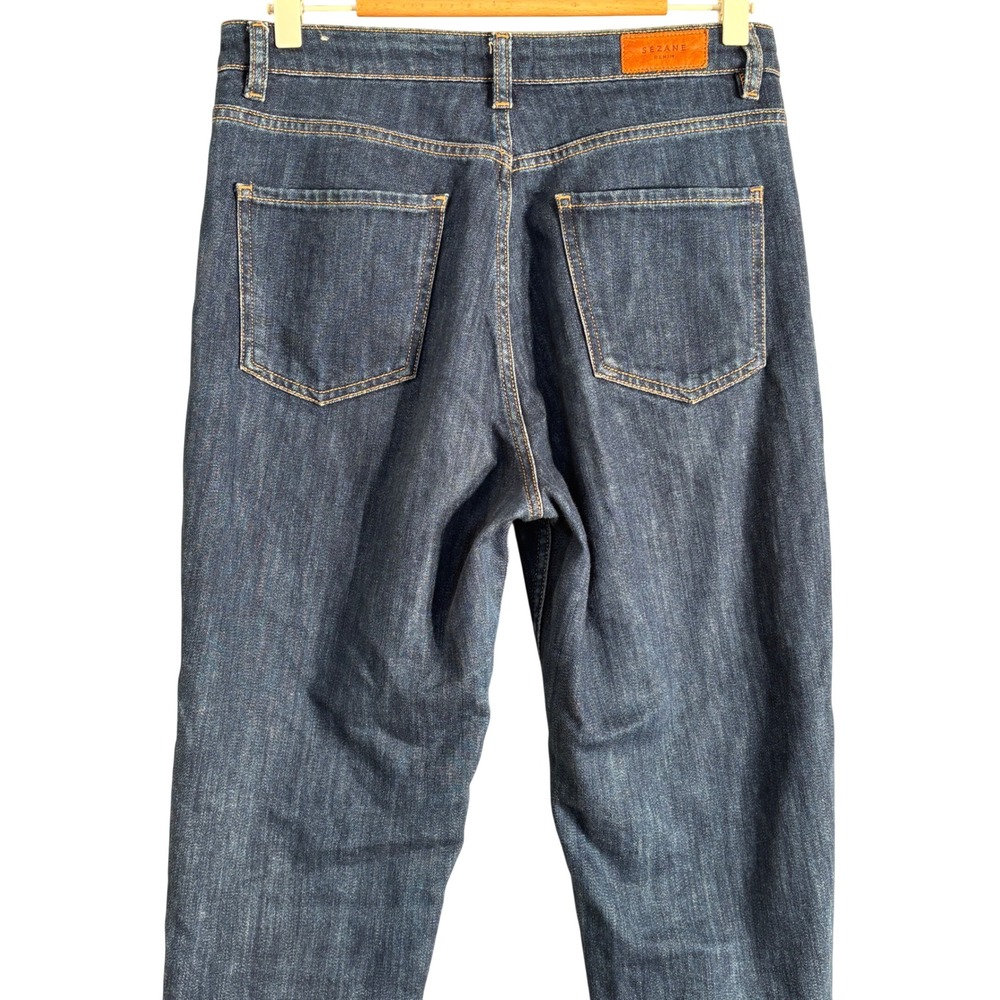 Sezane Slim High Waisted Skinny Jeans Dark Indigo Raw Hem Size‎ 28 - Picture 13 of 16